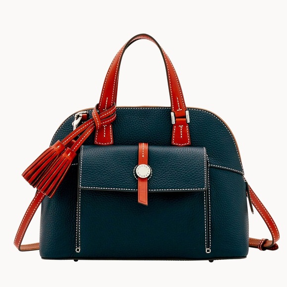 Dooney & Bourke Cambridge Zip Satchel Black and Brown Leather Medium Handbag - Picture 1 of 16